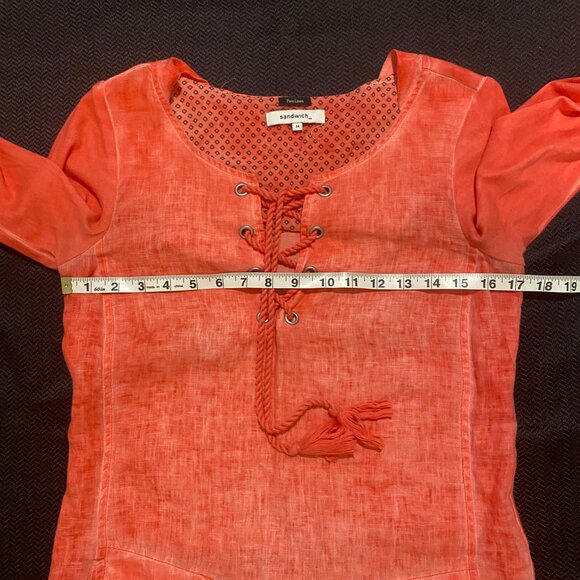 *20🤗You Are Sweet💛 Salmon Sandwich Pure Linen Dress - Picture 11 of 14